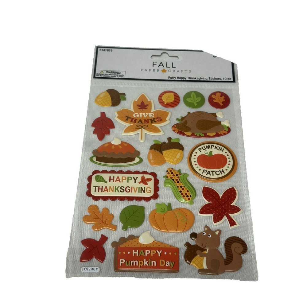 Fall Paper Crafts Puffy Happy Thanksgiving Stickers 19 Count 5141916 Multi Color